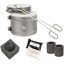 PMC Supplies LLC Mini Tabletop Pro Kiln Kit w/Tongs Chapman Flux Flux Thinner Conical Mold & 2 Graphite Crucibles Jewelry Making Gold Silver Melting Casting Gas Furnace Kit