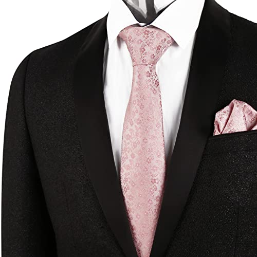 Image of Alizeal Mens 3.15inches Exquisite Floral Tie with Small Flower Printed Pocket Square