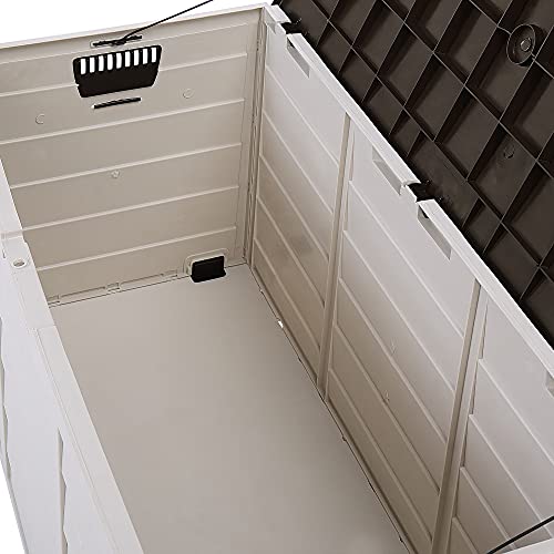 Beliani Auflagenbox aus Kunststoff beige/braun Gartentruhe Outdoor Kissenbox Locarno – Bild 7