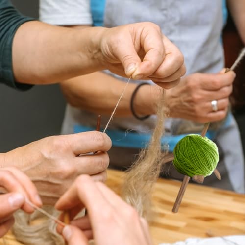 image for PH PandaHall 2 Sizes Wood Drop Spindle Natural Spinning Wheel Yarn Spi