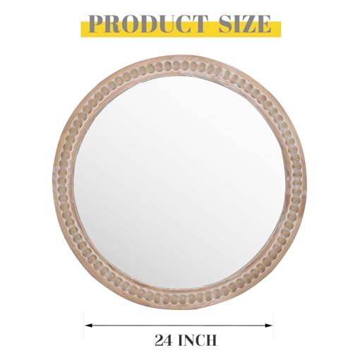24-Round-Wooden-Wall-MirrorRustic-Circle-MirrorsFarmhouse-Mirror-with-Beaded-for-WallBoho-Decorative-MirrorNature-Vanity-Accent-Distressed-Mirrors-for-BathroomBedroom-Living-RoomEntryway 24 Round Wooden Wall MirrorRustic Circle MirrorsFarmhouse Mirror with Beaded for WallBoho Decorative MirrorNature Vanity Accent Distressed Mirrors for BathroomBedroom Living RoomEntryway