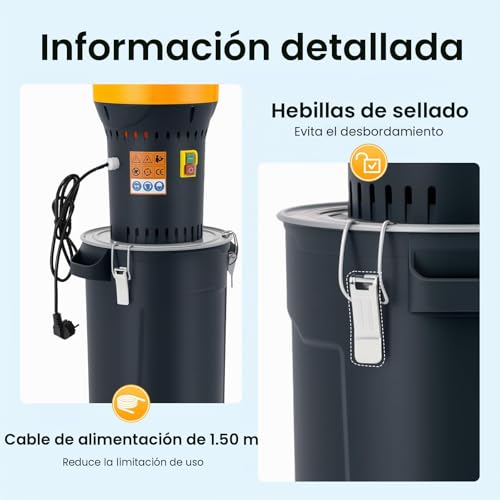 Miniatura 3 de Molino De Cereales Eléctrico De 1000 W, Molino De Granos Con 5 Taamis, Molino De Maíz Trigo Arroz Soja, Depósito 25 L, Asa De Transporte, Para Uso Doméstico Y Agrícola Profesional, Trituradora Para