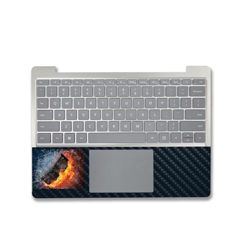 Image of MightySkins Carbon Fiber Skin Compatible with Microsoft Surface Laptop Go 3 (2023) Full Wrap Kit - Hockey Fire | Protective, Durable Textured Carbon Fiber Finish | Made in The USA