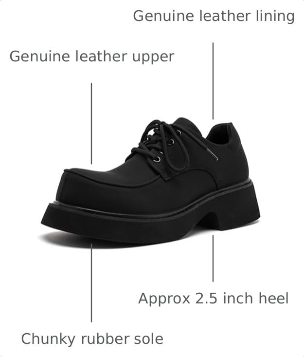 Image of Men's Fashion Platform Genuine Leather Dress Shoes Height Boosting Chunky Oxfords Shoes Casual Party Dating Prom