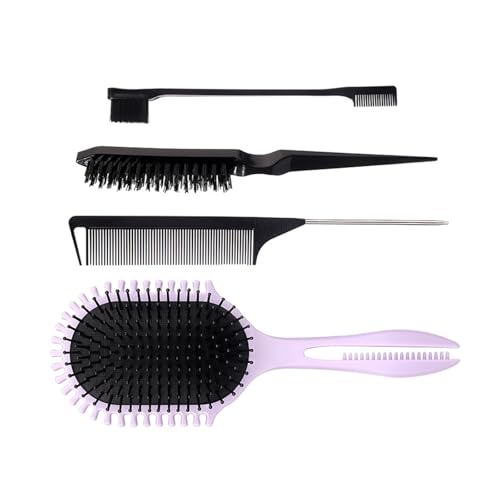 Juego de cepillo de pelo con peine de peinado para mujeres y hombres, cepillos para desenredar, cepillo de burlas, peine de cola con bordes y cerdas