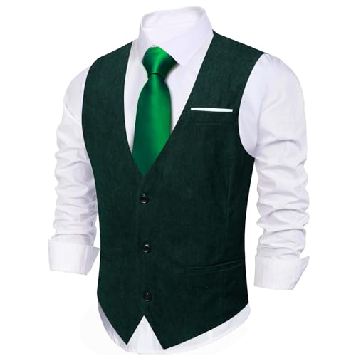 Image of Barry.Wang Mens Outdoor Corduroy Vests Vintage Western Cowboy Sleeveless V-neck Waistcoat Retro Casual Vest
