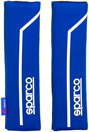 Sparco SPC1200 Pillow Seat Belt, Blue/ White