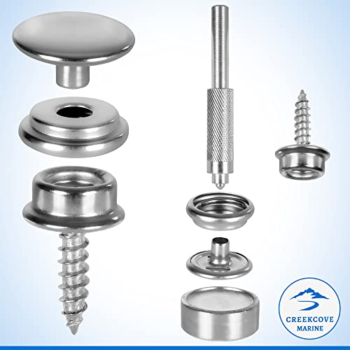 CreekCove Marine Canvas Snap Button Kit 228 Piece - Marine Grade Stainless Steel Snaps | Fabric Base Components and Snap Tools Included | DIY Canvas, Leather, and Upholstery Snap Fastener Repair Kit - Image 3