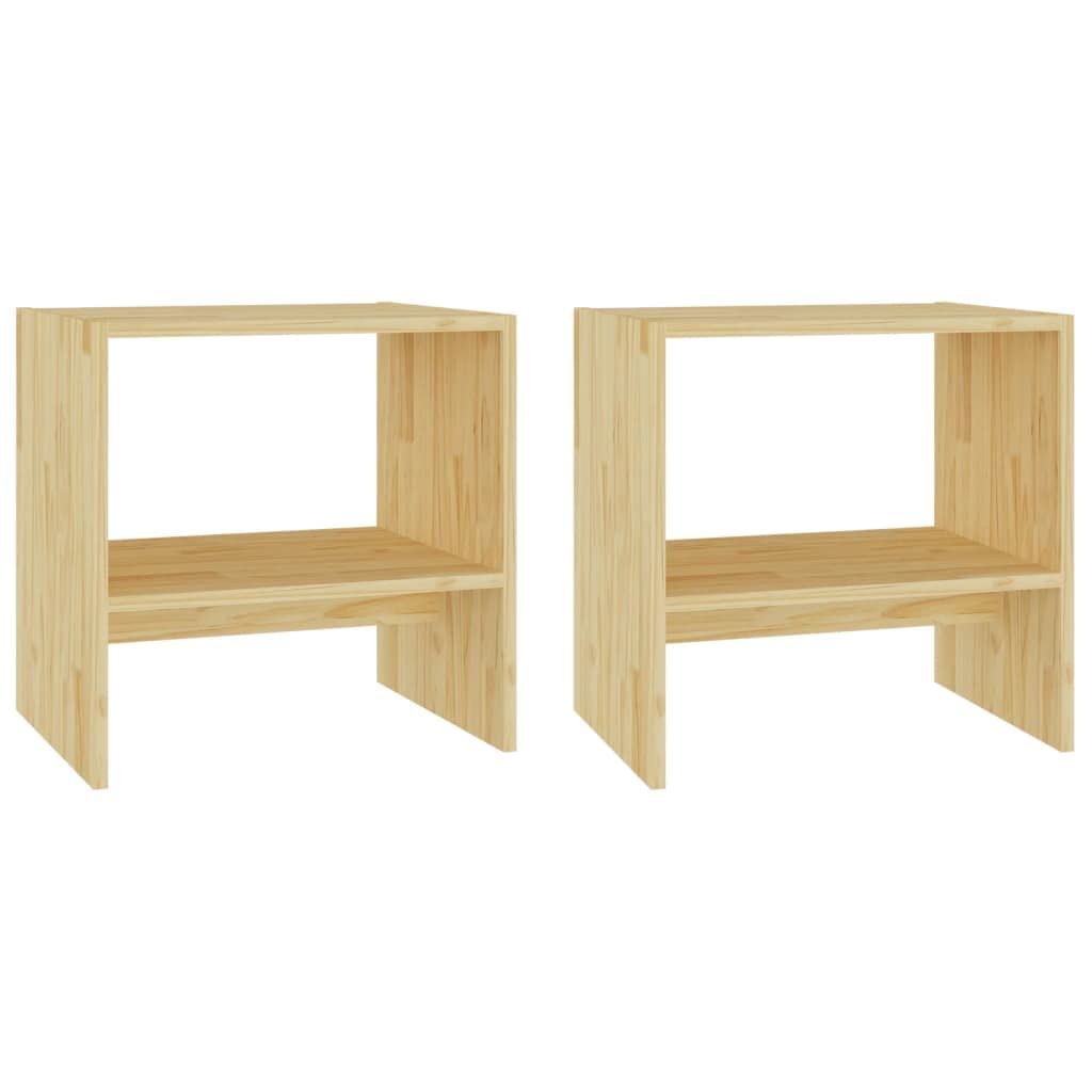 Tables de Chevet en Bois de Pin Massif Lot de 2 de 40x30,5x40 cm