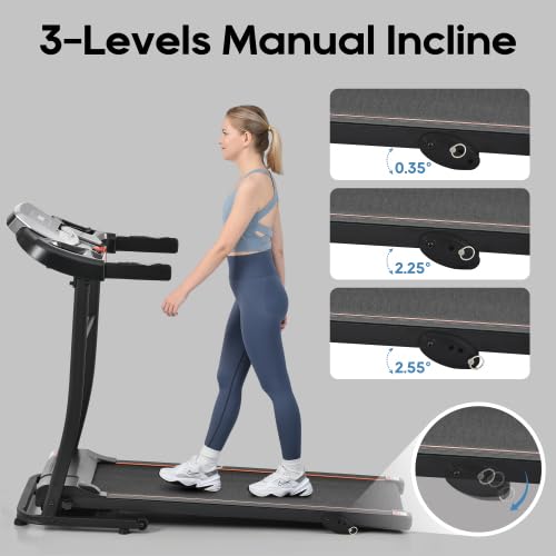 Image of Walking Pad Treadmill Quiet Foldable | 2.5HP 3-Level Incline 300LBS Capacity | Compact Design Small Spaces | Easy Storage Home Use Walking Jogging