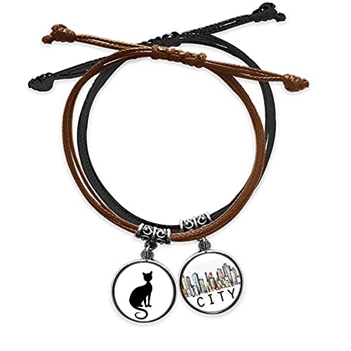 Bracelet chat noir chaîne main corde bracelet cuir ajustable femme homme Sidi