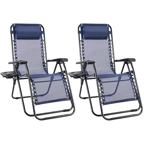 Sweetcrispy Zero Gravity Chairs Set of 2, Outdoor Folding Reclining