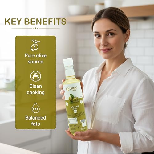Image of KITCHEN SOUL Olive Pomace Oil 500ML | Pure Refined Olive Oil for Deep Frying, Cooking and Sauteing | High Smoke Point | Heart Healthy Edible Oil | No Preservatives