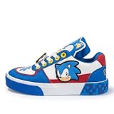 Sonic The Hedgehog Court Sneakers for Youths, Blue+Red, Size 11