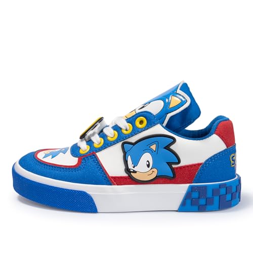 Sonic The Hedgehog Court Sneakers for Youths, Blue+Red, Size 11