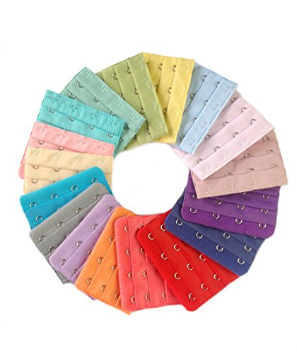 Flyusa Women Bra Extender Bra Extension Strap 4 Hooks 3 Rows Assorted Colors,Pack of 10