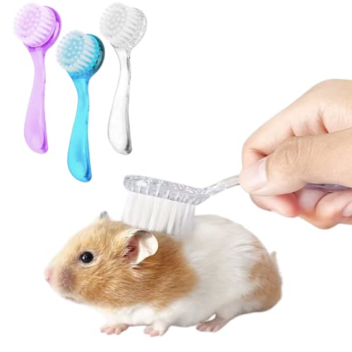 3 Pack Hamster Brush – Small Animal Bath Brush with Lid Soft Cleansing Brush Massage Combs for Hedgehog Guinea Pig Rabbit Chinchilla Ferret Small Animal Grooming Tool Cleaning Supplies (3 Pack)