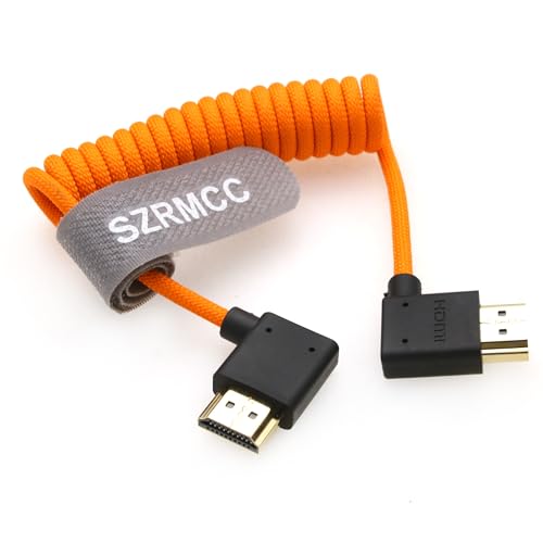 SZRMCC Cable trenzado en espiral de 8 K 2.1 HDMI a HDMI de ultra alta velocidad para Z Cam E2 Sony FX6 FX9 Canon EOS C70 C300 Portkeys BM5 Atomos Ninjav V Shogun Monitor ángulo izquierdo y derecho - imagen 2