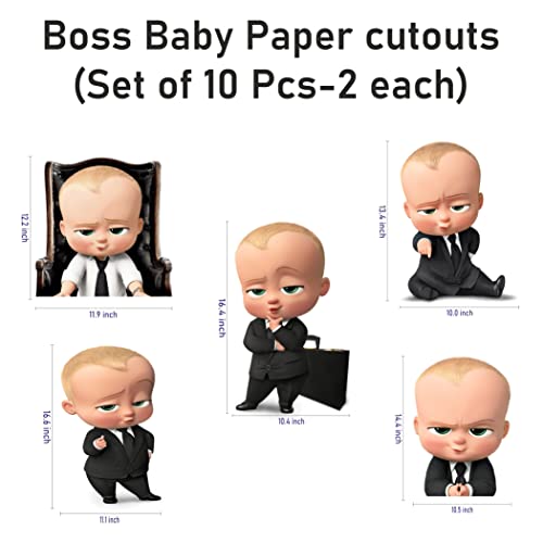 Image of Pretty Ur Party Boss Baby Theme Paper Cutouts for Birthday Parties, Boss Baby Party Supplies decor, Birthday Party Decoration Cut-Outs (10 pcs) - Blue /Black