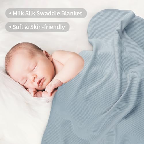Image of Viviland Jersey Swaddle Blanket, Ultra Soft Stretchy Receiving Blanket, Newborn Swaddle Wrap for Boys & Girls, 40 x 30 inches, 2 Pcs