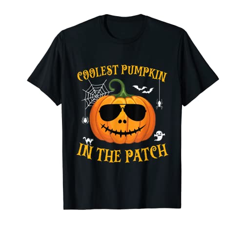Halloween Niños Niñas Hombres Niños Calabaza más fresca en el parche Camiseta