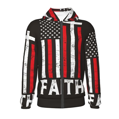 USA Flag Cross Kids Pullover Hoodies Boys Zip Up Sweatshirts Girls Athletic Clothes with Pocket2