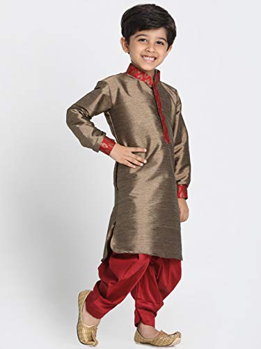 Image of VASTRAMAY Boy Silk Blend Solid JBN Creation Kurta and Dhoti Pant Set