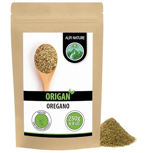 Alpi Nature Origan Séché 250g, Herbe d'Origan Frottée pour la Cuisine, les Pâtes et la Pizza