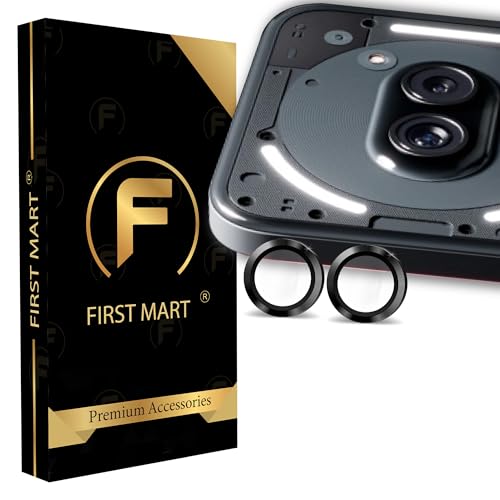 Image of FIRST MART Camera Lens Protectors Compatible With Nothing Phone 2a Tough HD Individual Aluminum Alloy Lens Ring Cover, Scratch Resistant, Thin Lens Protection| Black, 1 Pack