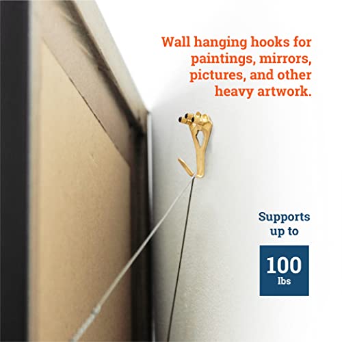 Heavy Duty Picture Frame Hooks Supports Up To 100 Lbs - 10 Pack With Nails | Picture Hanging Hooks For Drywall - Mirror Hanging Hardware - Plaster Wall Picture Hangers #TOP3
