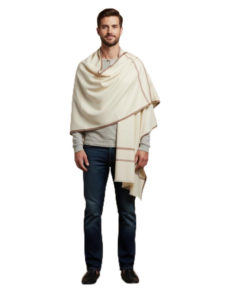 KAVIM White Wool Solid Men's Shawl KA-SWL-03-picture-21