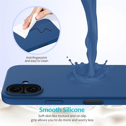 Image of ArmourPro Silicone Back Case for iPhone 16, Soft-Touch Case | Dark Blue