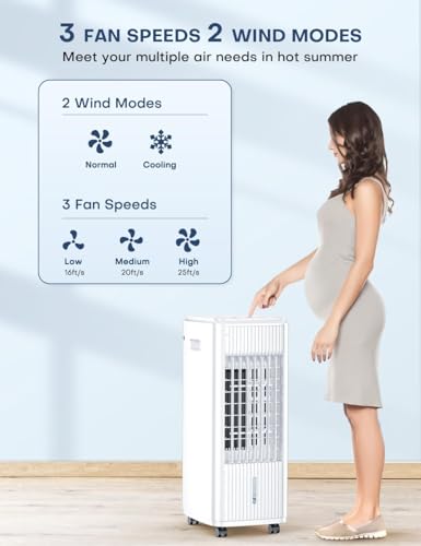 25-INCH-Evaporative-Air-Cooler-Swamp-Cooler-Air-Conditioner-wDouble-Tanks-Smart-Timer-3-Ice-Packs-60W-Windowless-Air-Conditioner-70-Oscillation3-Speed-Portable-Air-Conditioners-for-Room