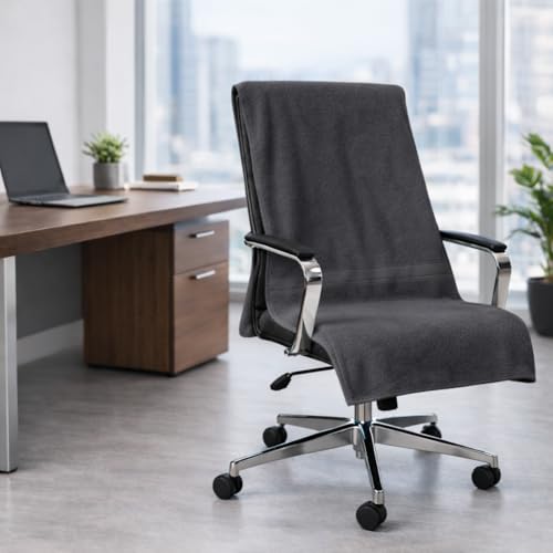 Image of Office Chair Towel | 500 GSM Towel with Tie Knot | Luxury Car Seat Towel Cover's | 100% Cotton Towel for Large Size | 70x140 CM | Pack of 1 - Dark Grey