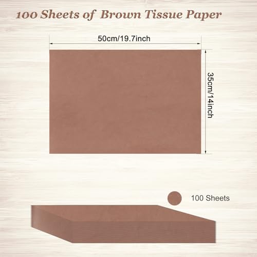 Image of 100 Sheets Brown Tissue Paper Artdly 14 x 20 Inches Brown Wrapping Paper Bulk for Weddings Birthday DIY Project Christmas