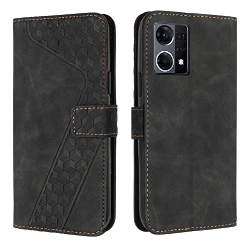 OKZone Funda para OPPO Reno 7 4G/F21 Pro 4G/Reno 8 4G/F21S Pro 4G, PU Cuero Flip Carcasa Fundas Móvil de Tapa Libro Caso Piel PU Billetera Case Telefono Cubrir Móvil Cover con Cáscara de TPU (Negro)
