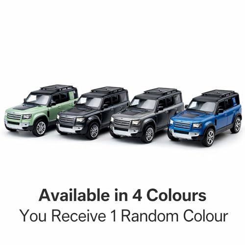 Image of Land Rover Defender 1:32 Scale Die Cast Metal Car - Pull Back Off-Road SUV Model with Openable Doors & Hood, Roof Rack, Lights & Sound, Collectible Showpiece for Kids 6+ & Car Enthusiasts