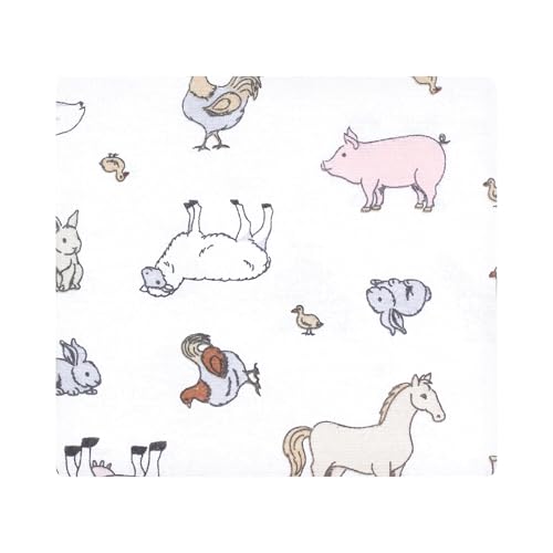 Image of Little Treasure Hudson Baby Cotton Poly Flannel Receiving Blankets Multipack, Grey Farm World, 30x30 inches