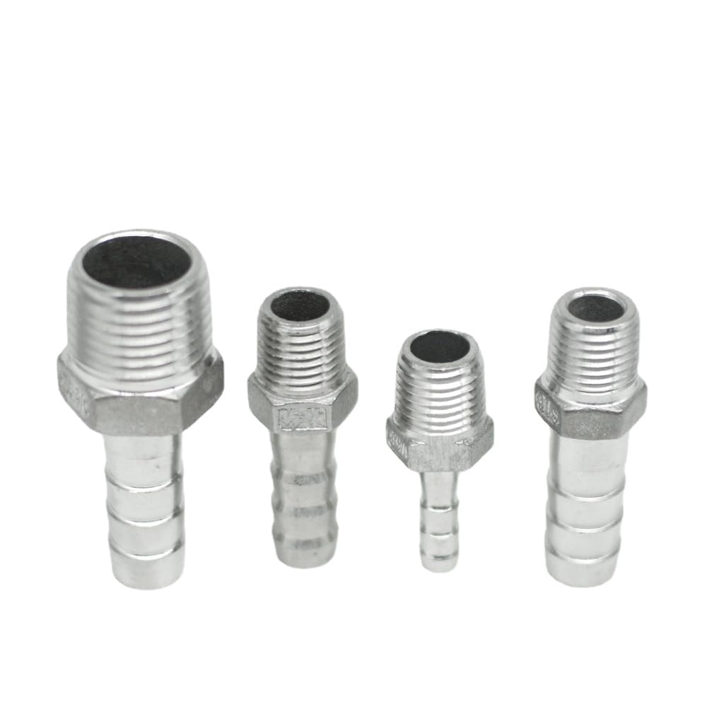 Raccord pour tuyau d'arrosage， 1/8" 1/4" 3/8" 1/2" 3/4" 1" 2" NPT Male 6 8 10 12 13 14 15 16 19 20-52mm Hose Barb 304 Stainless Steel Pipe Fitting Connector(1L2 NPT 25MM-STRAIGHT MALE)