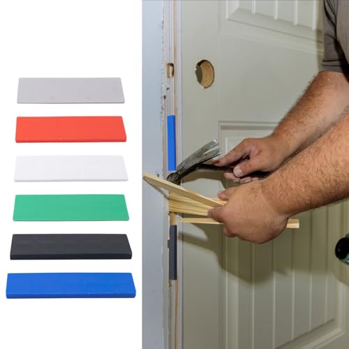Image of 120 PCS Plastic Flat Shims Assorted Size Structural Tile Shims for Leveling, Six Sizes (3 /64, 5 /64, 1 /8, 5 /32, 13 /64, 15 /64 Inch), Grey, Green, White, Red, Blue and Black
