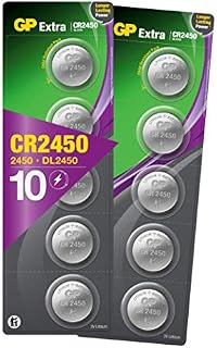 CR2450 Batteries 3V Lithium  Pack of 10 (CR 2450 / DL2450 / ECR2450 / KCR2450) by GP Batteries  Ideal for BMW Car Keys  Led candles  Motion Sensors  Radio  Scales  Calculator etc.