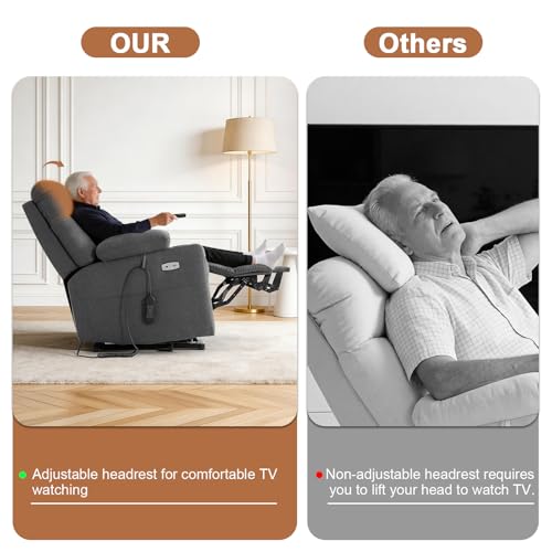 Image of BEDHOURS Tri-Motor Power Lift Recliner Chair for Elderly, Zero Gravity Infinite Position Lay Flat Lift Chair w /Adjustable Headrest & Lumbar, Vibration Massage & Heat, Cup Holders, Grey