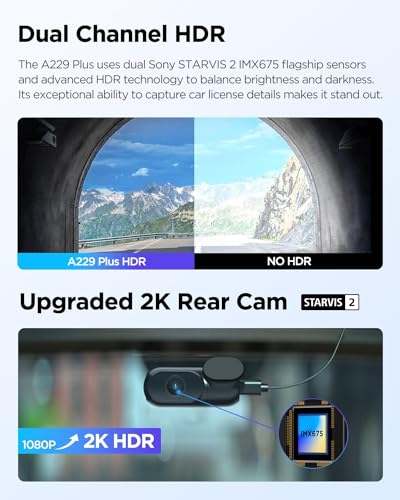 Image of VIOFO A229 Plus 2CH Front and Rear 2K+ 2K HDR 5GHZ WI-FI GPS Voice Control Dual Dash Camera with Sony STARVIS 2 Sensor