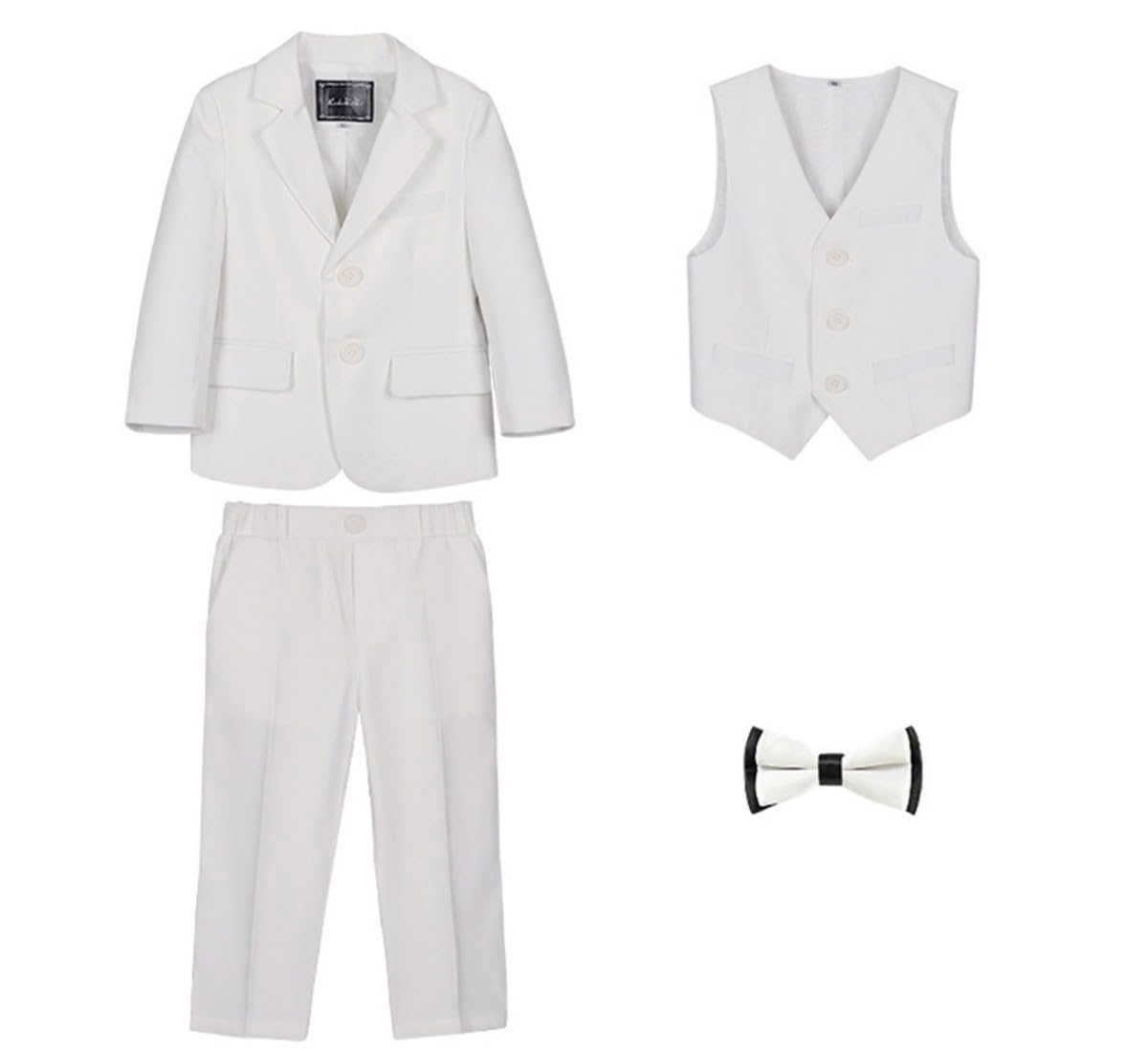 Traje de 3 piezas para niños, traje de portador de anillos de boda, chaleco, blazer y pantalones, traje de esmoquin con solapa de pico con lazo
