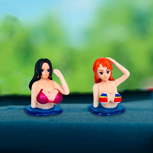 Chest Shaking Car Ornaments, Kawaii Girl Car Dashboard Decorations Accessories Interior For Men Women, Anime Beautiful Bobbleheads Figure Girl Action Model Doll For Car Dash Board Home Desk Decor 2Pcs #TOP5