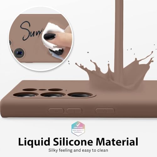 Image of DIZORO Microfiber Candy Case Compatible for Samsung S25 Ultra 5g Smooth Touch Cushion Liquid Soft Silicone Gel Rubber Phone Cases Non-Slip Full Body Protective Shockproof Back Cover (Brown)