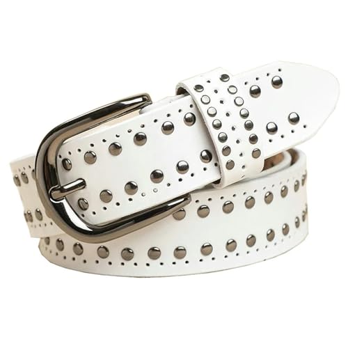 Ceinture en cuir cloutée 3,2 cm pour femme style punk rock