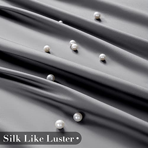 Shilucheng 100% Eucalyptus Tencel King Size Sheets, Lyocell Sheets Silk Cooling Bed Sheets Set,Silky Soft & Smooth, Breathable King Sheets Deep Pocket - 4Pc, Grey #TOP1