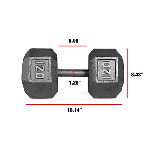 CAP Barbell Cast Iron Hex Dumbbell, Black, Single, 120 lb — view 2