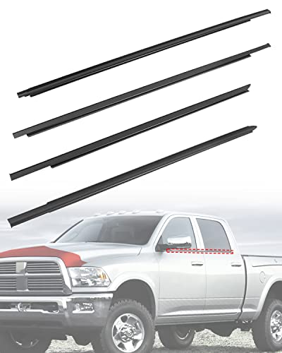 Weatherstrip Window Moulding Trim Seal Belt Fit for Dodge Ram 1500 2500 3500 4500 5500 Crew Cab 2009-2021 Replace 55112376AH 55112377AH 55372138AH 55372139AH (Not Fit for Quad Cab)